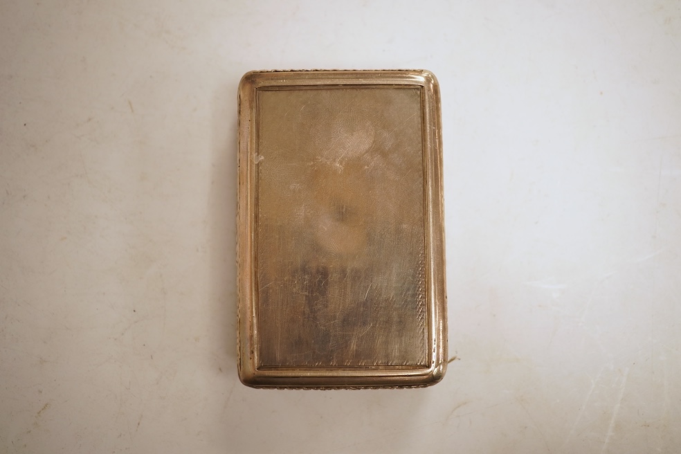 A Victorian silver rectangular table snuff box, Edward Smith, Birmingham, 1838, 86mm, 5.3oz.
